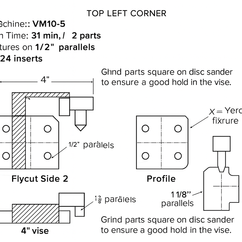 VM10-5 fixture plan — flycut & profile (2 parts, 31 min) — CAD rendering