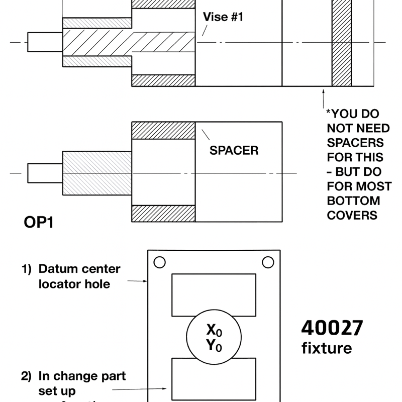 OP1 / OP2 — vises + 40027 fixture (2013) — CAD rendering