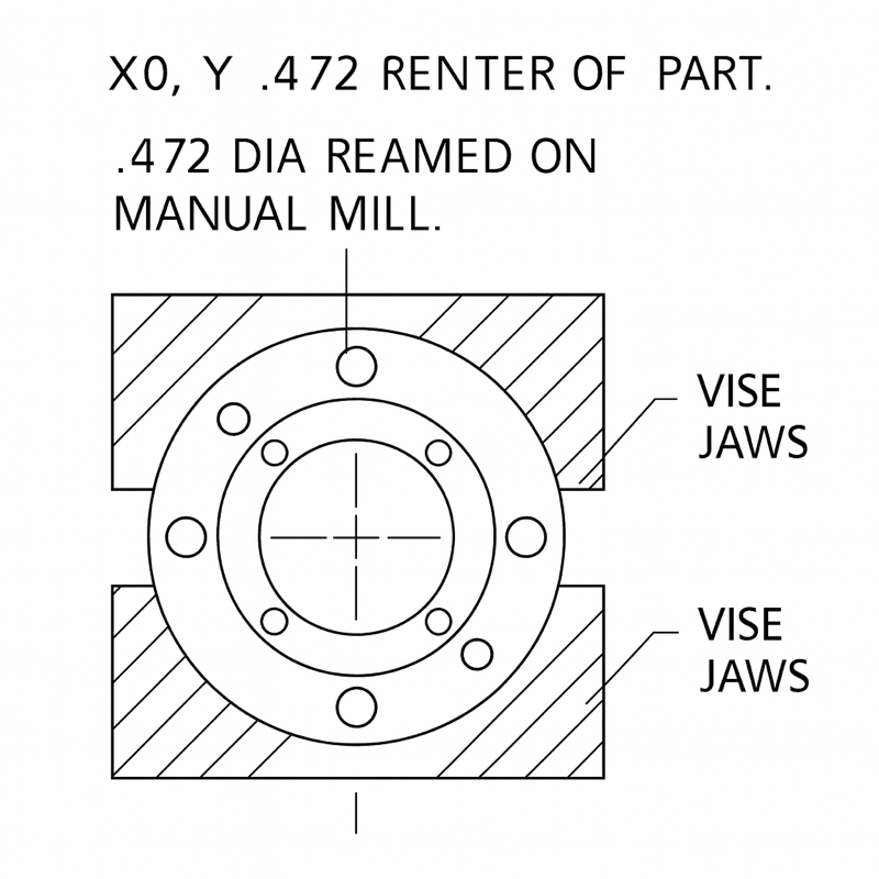 Two rectangular parts across 2 vises — CAD rendering
