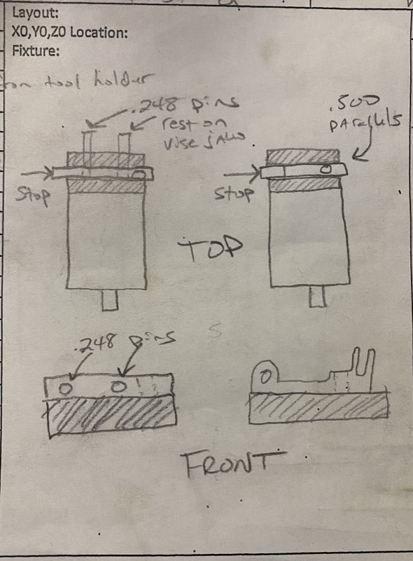 Round flange — reamed bore in aluminum jaws — original