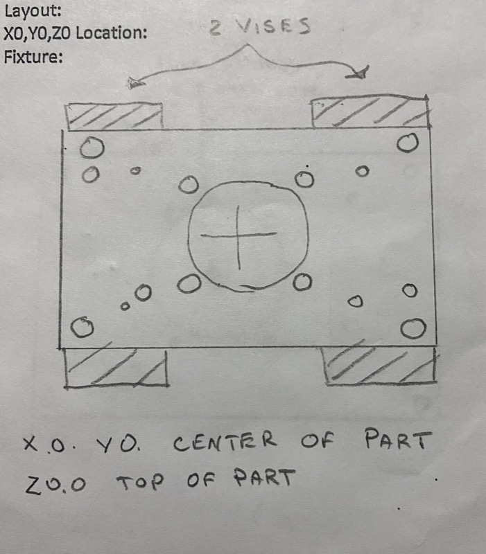 Two-vise setup — 82° side, X0Y0 callout — original