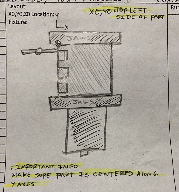 Vise w/ jaws — center part along Y axis — original