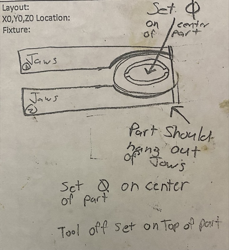 Part hanging out of jaws — set Q on center — original